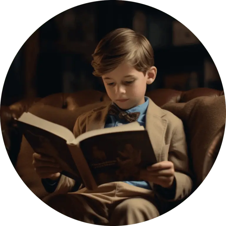 A reading boy student