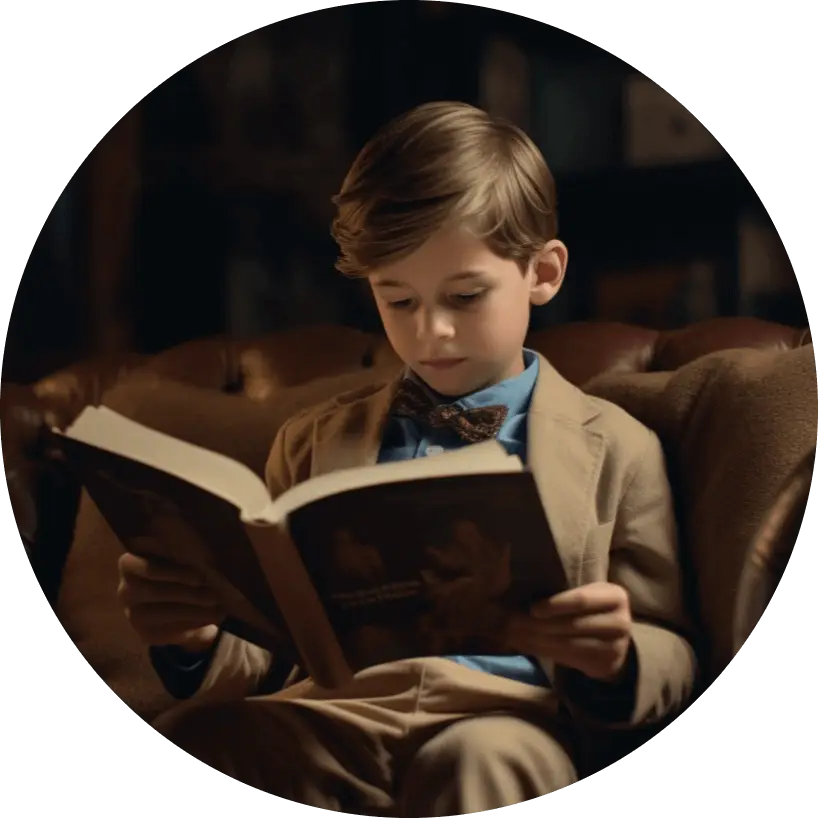 A reading boy student